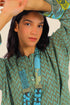 Over sized printed cotton top with 3/4 length sleeves